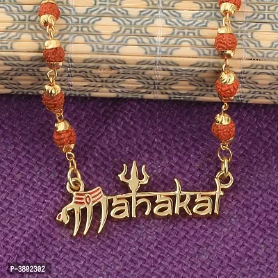 Traditional Rudraksh Mala Mahakal Shiva Gold Pendant for Men and Women-thumb3