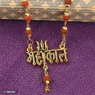 Religious Rudraksh Mala Mahakal Shiva Gold Pendant for Men and Women-thumb3