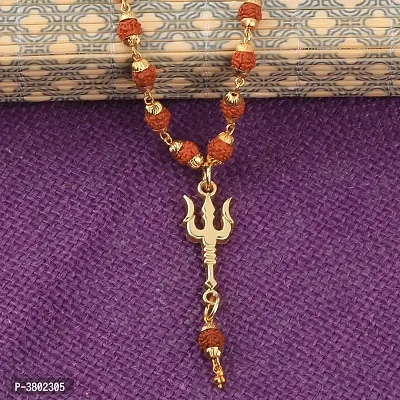 Loard Shiva Trishul Locket with Rudraksha Mala Necklace for Men and Women-thumb3