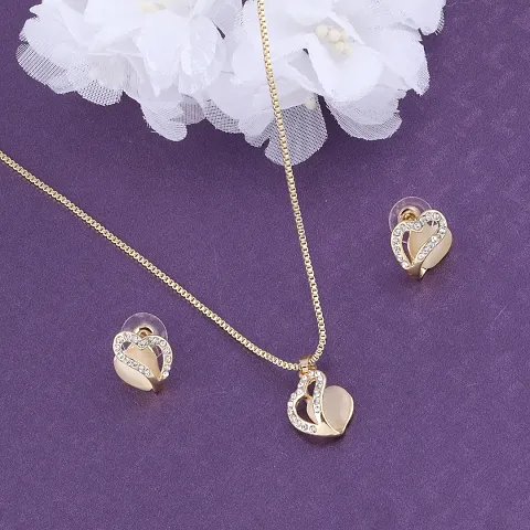 Delicate Rose Gold Party Wear Pendant Set For Women and Girls