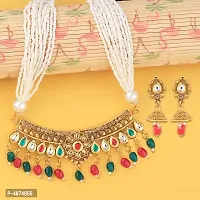 Women's American Diamond Multicoloured Alloy Necklace  Earrings Set - (Pack Of 5)-thumb4
