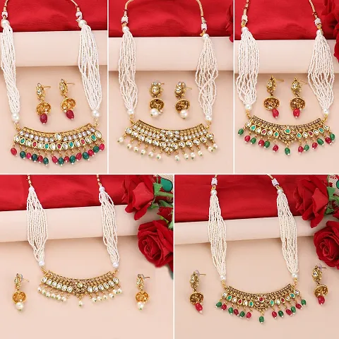 Beautiful Designer Gold Plated Necklace Set Combo
