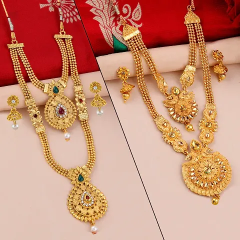 Elegant Designer Gold Plated Ethnic Jewellery Set Combo