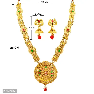 Gold Plated Traditional Designer Necklace Jewellery Set For Women's-thumb5