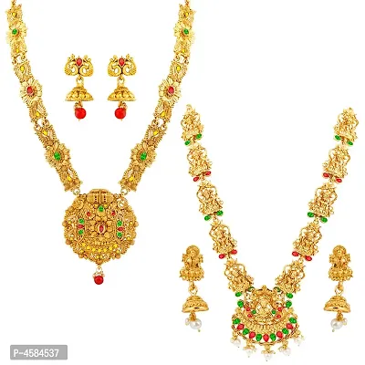 Gold Plated Traditional Designer Necklace Jewellery Set For Women's-thumb2