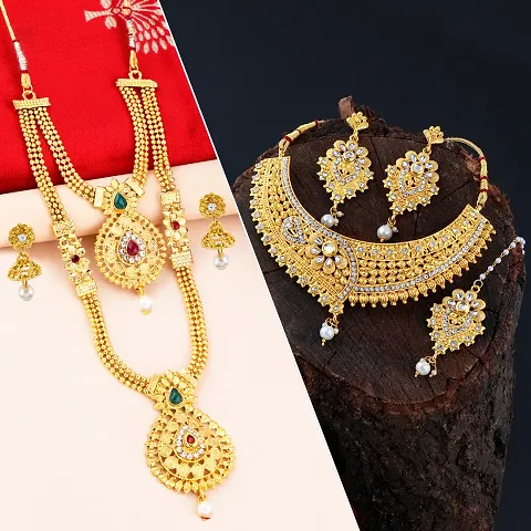 Elegant Designer Gold Plated Necklace Set Combo