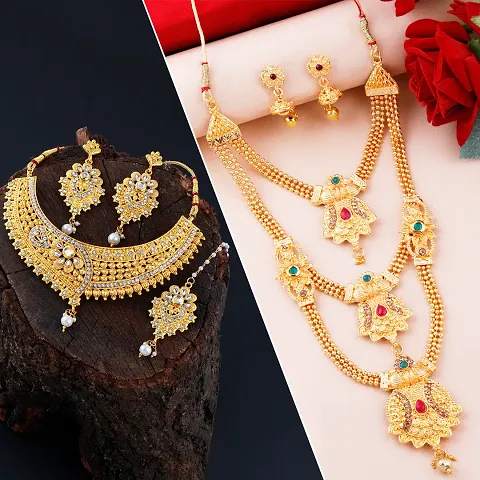Beautiful Designer Gold Plated Necklace Set Combo