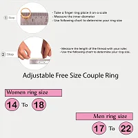 Adjustable Silver 2 Pair of Couple Rings Set With 2 Piece Red Rose Gift Box for lovers for Men and Women-thumb3