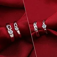 Adjustable 2 Pair of Couple Rings Set With 2 Piece Red Rose Gift Box for Men and Women-thumb1