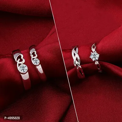 Adjustable 2 Pair of Couple Rings Set With 2 Piece Red Rose Gift Box for Men and Women-thumb2