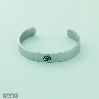 Silver Plated Stylish Bracelet Adjustable OM Design Kada for Men-thumb2