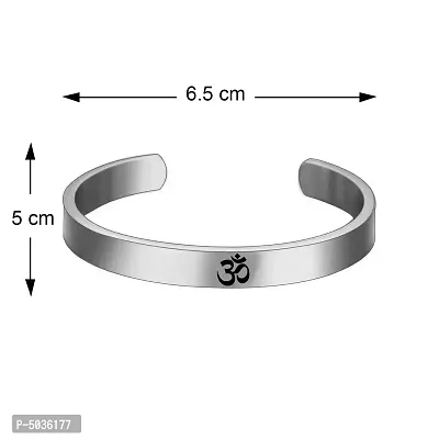 Silver Plated Stylish Bracelet Adjustable OM Design Kada for Men-thumb4