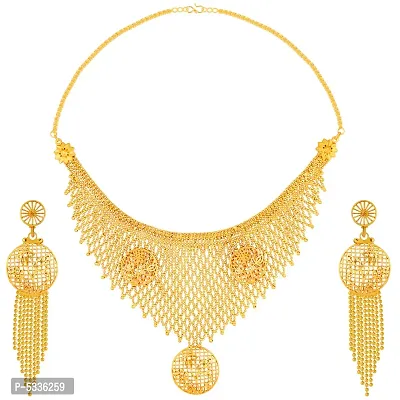 Exculisve Gold Plated Designer Necklace Jewellery Set For Girls Women-thumb3