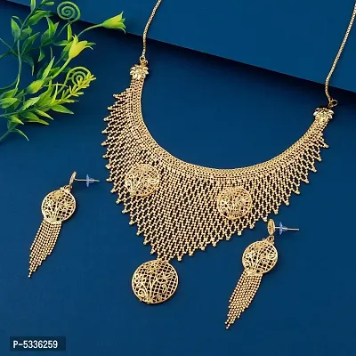 Exculisve Gold Plated Designer Necklace Jewellery Set For Girls Women-thumb0