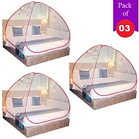 Red Mosquito Net Foldable Double Bed Net King Size Pack Of 3-thumb1