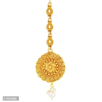 Silver Shine Exclusive Simple Gold Plated Traditional Maang Tikka Jewellery For women Girl-thumb3