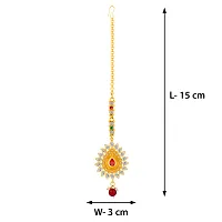 Silver Shine  Traditional Gold Plated Kundan Style Maang Tikka Jewellery For Women Girl-thumb1