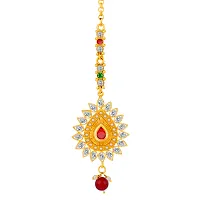 Silver Shine  Traditional Gold Plated Kundan Style Maang Tikka Jewellery For Women Girl-thumb2
