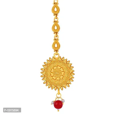 Silver Shine Classic Look Gold Plated Traditional Maang Tikka Jewellery For women Girl-thumb3