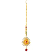 Silver Shine  Traditional Gold Plated Kundan Style Maang Tikka Jewellery For Women Girl-thumb4