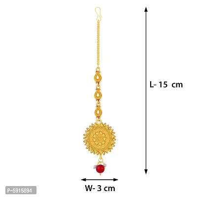 Silver Shine Classic Look Gold Plated Traditional Maang Tikka Jewellery For women Girl-thumb2