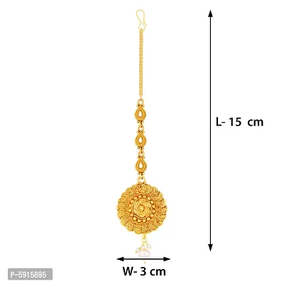 Silver Shine Exclusive Simple Gold Plated Traditional Maang Tikka Jewellery For women Girl-thumb2