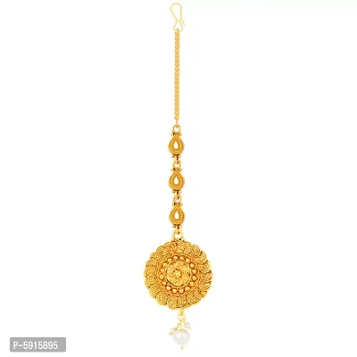 Silver Shine Exclusive Simple Gold Plated Traditional Maang Tikka Jewellery For women Girl-thumb5