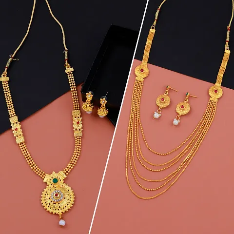 Gold Plated Designer Jewellery Sets For Women (Pack of 2)