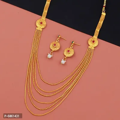 Gold Plated Traditional Necklace Set Jewellery Set For Women-thumb0