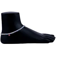 Silver Plated Stylish Multi Color Payal Anklet For Women-thumb1
