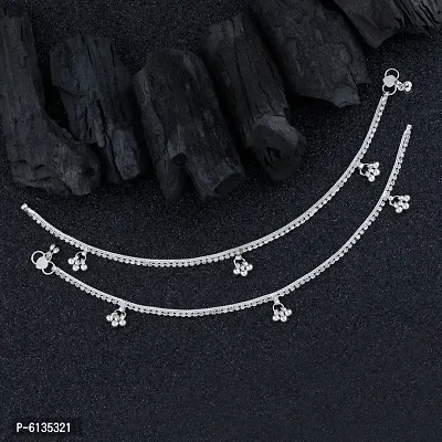Silver Plated Delicate Ghungroo Payal Anklet For Women-thumb0