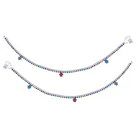 Silver Plated Stylish Multi Color Payal Anklet For Women-thumb4