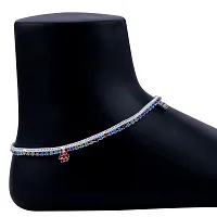 Silver Plated Stylish Multi Color Payal Anklet For Women-thumb3