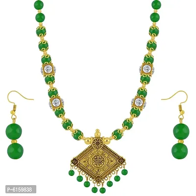 Stylish Alloy Green Beads Jewellery Set For Women-thumb2