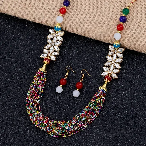 Stylish Alloy Pearl With Crystal Work Jewellery Sets