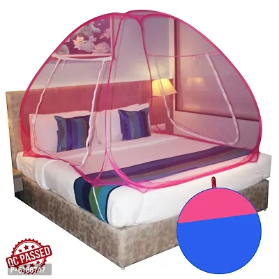 Mosquito Net Dark Pink And Pink Foldable Double Bed Net King Size-thumb2