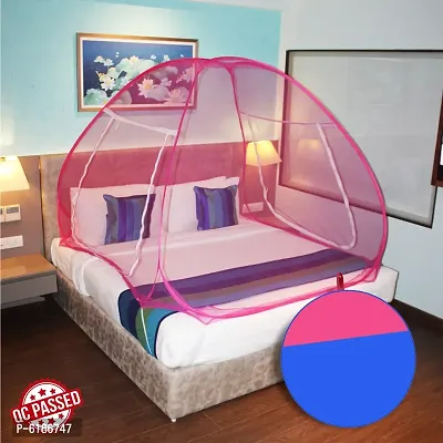 Mosquito Net Dark Pink And Pink Foldable Double Bed Net King Size-thumb0