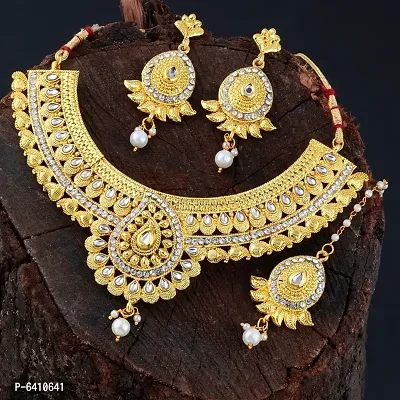 Gold Plated Traditional Bridal Jewellery Set For Women Girls-thumb2