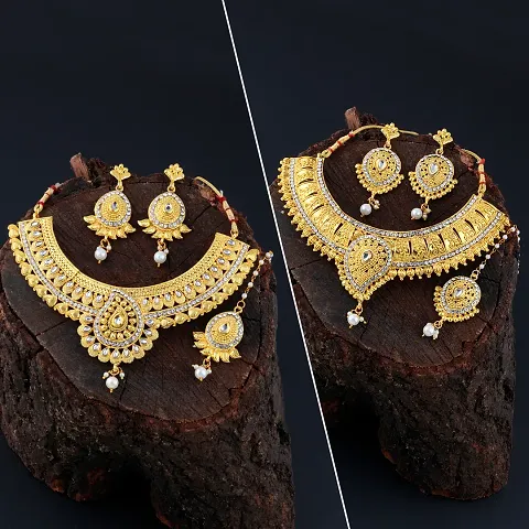 Combo of 2 Golden Alloy Jewellery Sets