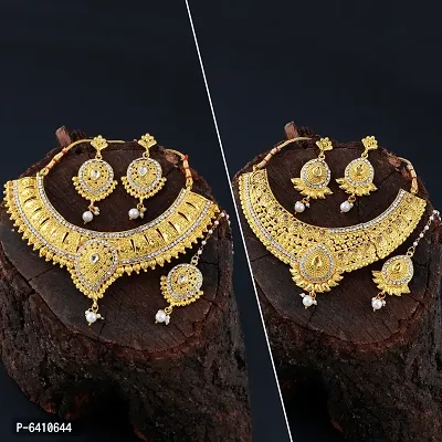 Gold Plated Traditional Bridal Jewellery Set For Women Girls-thumb0