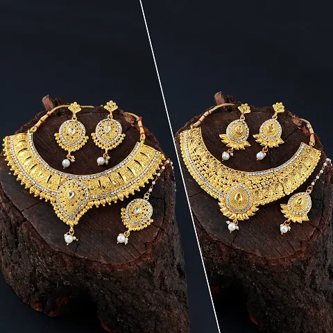 Trendy Designer Gold Plated Necklace Set Combo