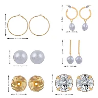 Stylish Multi Designe Earring Set With Two Layer Chain-thumb2