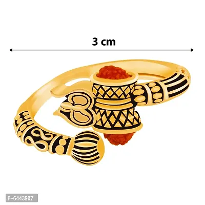 Rudraksha Trishul Damroo Designer Oxidized Gold Ring for Men And Women-thumb3