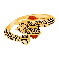 Rudraksha Trishul Damroo Designer Oxidized Gold Ring for Men And Women-thumb1