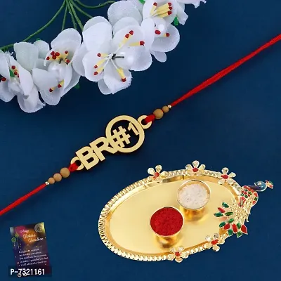 Designer Rakhi Pendent With Roli Chawal With And 1 Greeting Card-thumb2