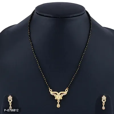 Trendy American Diamond Gold Plated Mangalsutra With Earring For Women-thumb4