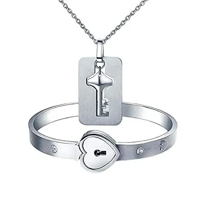 Buy Jewelopia Lock Key Set Heart Lock Bracelet For Womens Pack Of 2 l  Bracelets l Fashion Jewellery Online at Best Prices in India  JioMart