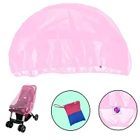 Silver Shine Baby Stroller Mosquito Net White Pink Combo-thumb2