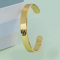 SILVER SHINE Gold Plated Stylish Bracelet Adjustable OM Design Kada for Men-thumb3