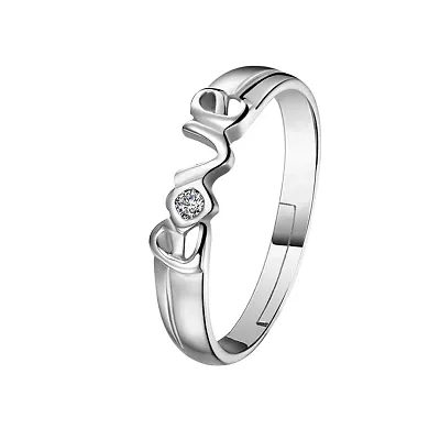 Adjustable Couple Rings Set For Lovers Silver Plated Solitaire For